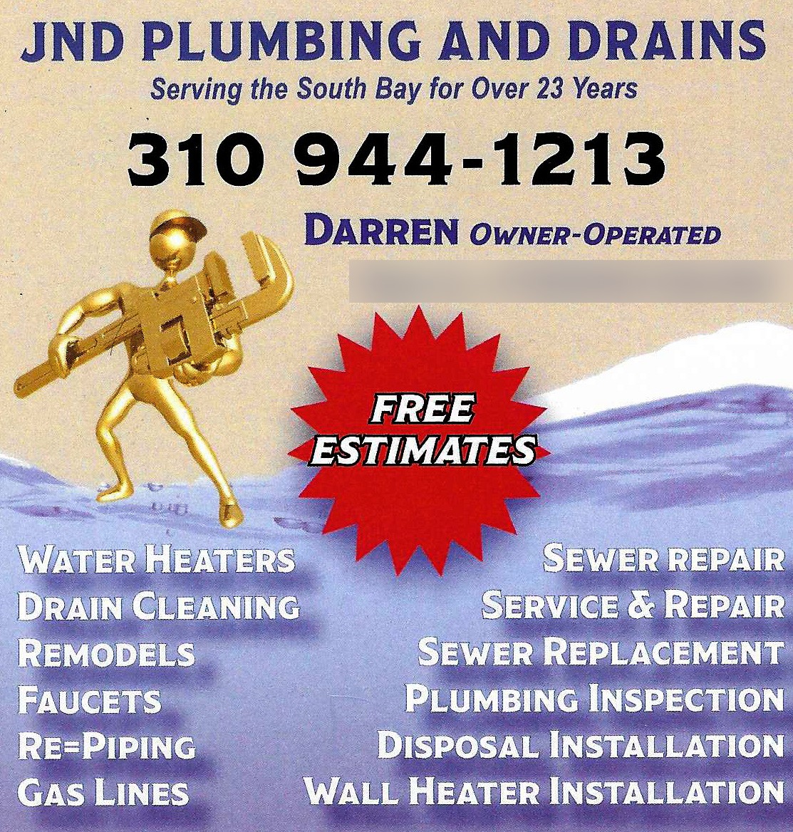 JND Plumbing — South Bay plumber pricing 2026